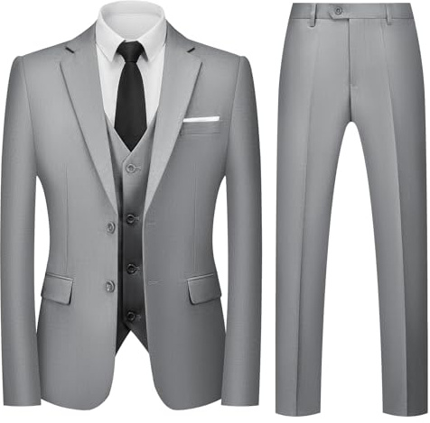 Autsel Mens Suits 3 Piece Slim Fit Two Buttons Tuxedo Blazer Jacket