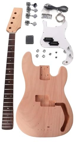 Unvollendeter Gitarrenkorpus DIY 4 Saiten E-Bass Bausätze Palisander FN Und Ahorn Hals Mahagoni Korpus Mit Allen Hardware