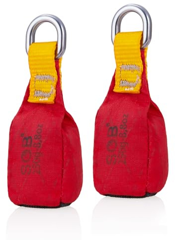 SOB Outdoor Wurftasche für Arboristen und Klettern – 2 Stück mit D-Ring, Mehrzwecktasche für Felsen und Bäume (Klettersandbag) (Red, 250g)