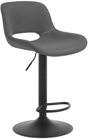 WOLTU Barhocker, höhenverstellbar, mit Rückenlehne, Leinen, Grau | Barstuhl mit Fußstütze, Bar Hocker modern, Tresenhocker, Bistrostuhl, Drehhocker, Stuhl für Küche, Esszimmer