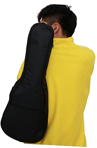 23 Zoll Ukulelentasche Schwarz Gepolstert aus Canvas | Tragetasche für Folk Modelle, Portable Ausführung, Ergonomisch Geformt, Geeignet für Training und Auftritte