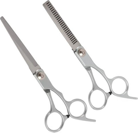 2 Pezzi Forbici per Capelli Professionali in Acciaio Inossidabile, Include Forbici Diritte e Forbici Sfoltitrici, Adatte per Uomini, Donne e Animali Domestici, per Sfoltire i Capelli