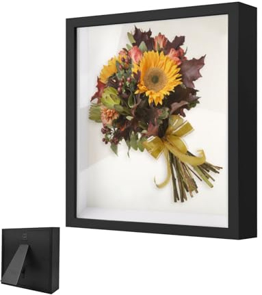 Cadre Photo 3D, Cadre D'objet en DIY pour Déco à Remplir 20 x 25 cm, avec Plaque Acrylique Transparente, 3D Carré Boîte Vitrine Profondeur 3cm, pour Souvenirs, Cadeau de Mariage(Noir)
