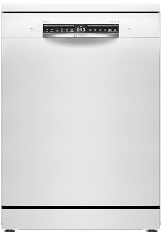 Bosch SMS4HTW16E Serie 4 Freistehender Geschirrspüler, 60 cm, Smart Start, 3-fach Rackmatik, Aquastop, Ferndiagnose, Extra Trocknen, Vario Besteckkorb, EcoSilence drive, Weiß