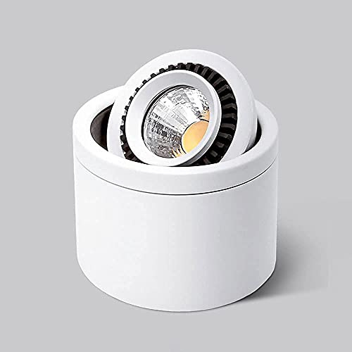 Foco LED de Techo de 5 W, Foco de Acento, luz empotrada de Superficie Ajustable, luminaria de Techo de Aluminio Blanco, focos direccionales para Isla de Cocina, Pasillo, 4000 K