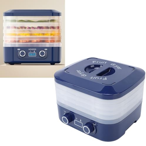 ZJchao Déshydrateur Alimentaire électrique, Minuterie Numérique à 5 Plateaux, Contrôle de la Température, Technologie de Flux D'air à 360 ° pour la Cuisine Domicile, Viande, Bœuf, (Prise UE 220V)