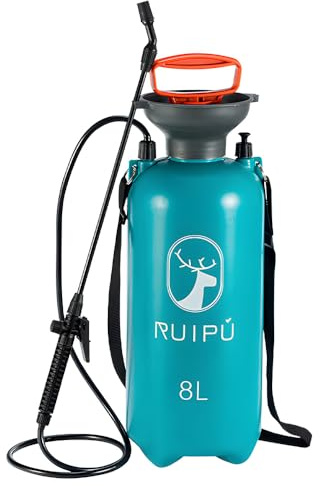 Pulvérisateur de jardin portable à pression de 8 L avec valve de déverrouillage, lance de pulvérisation rotative, bandoulière réglable pour arrosage des mauvaises herbicides et fertilisation