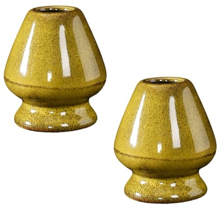 NVOQILIN Soporte de cerámica hecho a mano para batidores de té y batidores de té, accesorio de ceremonia de té tradicional, elegante decoración de casa de té