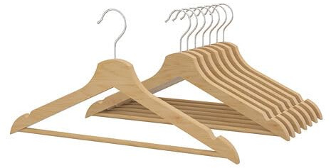 ProTuning BUMERANG Kleiderbügel, Naturholz-Finish, 8-teiliges Set