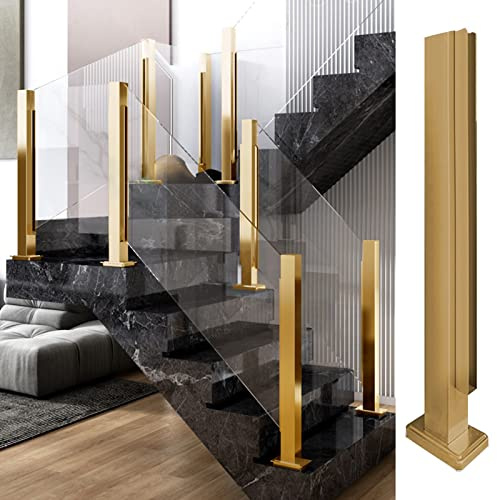 Palo for ringhiera in vetro for interni moderno color oro - Supporto for balaustra in acciaio inossidabile 304 for scale e ponti(Gold End Post,60cm)