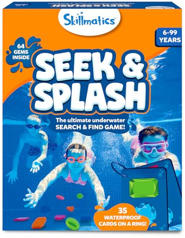 Skillmatics Pool Toys - Seek & Splash, Search & Find Water Game, Swimming Pool Dive Toy, Summer Activity, Screen-Free Fun & Gifts for Kids Ages 6, 7, 8, 9, 10, 11 & Up, Includes 64 Colorful Gems