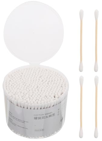 Beaupretty 500 Bastoncini Auricolari in Cotone Doppia Estremità per Pulizia Orecchie Animali e Trucco, Bastoncini in Legno Beige, Uso Multiplo, Confezione da 500 Pezzi