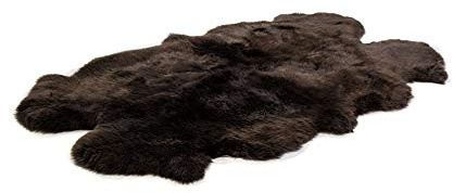 Reissner Lammfelle | Echtes Merino Schaffell | Naturform 4-Fach | hoch-/langflorig | Lammfell Teppich Kaminvorleger Bettvorleger Läufer | 180x110cm Dunkelbraun braun