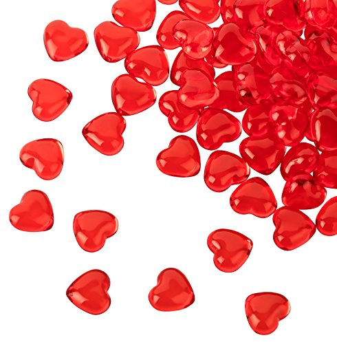 Kleenes Traumhandel Dekorative Acryl Herzen - 100 Stück - Perfekte Tischdekoration (Rot, 12mm Durchmesser)