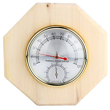 Paramount City Wooden Sauna Hygrothermograph Thermometer Hygrometer Sauna Room Accessory (Octagon)