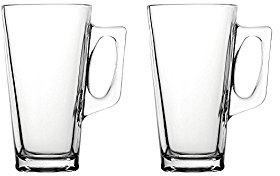 Pasabahce Vela 55249 Tea Glass with Handle 385 ml for Tea, Latte Macchiato, Irish Coffee, Punch, Mulled Wine, Hot Chocolate Set of 2