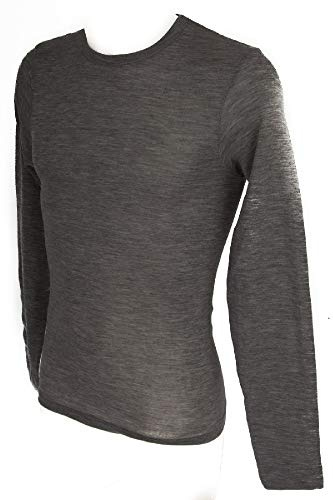 RAGNO Maglia Intima Uomo Camiciola Canottiera Girocollo Manica Lunga Wool & Silk WSK Articolo 60159Q Lana e Seta, 135M Grigio Melange, 4-Quarta (EU M - F 3 - USA S - GB 34)