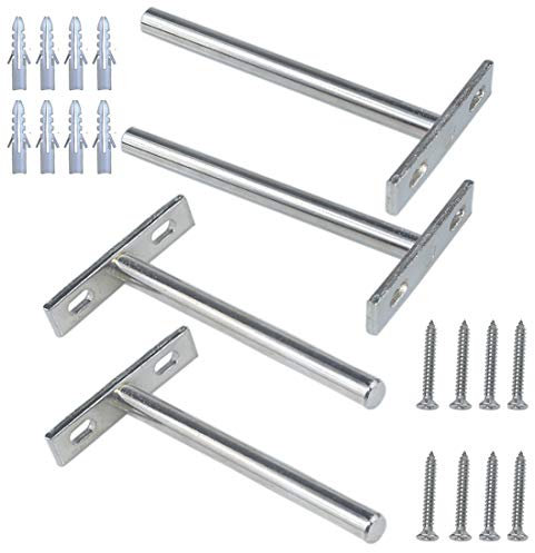 5 Zoll 4 Stück schwimmende Regalhalterungen Unsichtbare verdeckte Wandhalterung aus Holz Edelstahl