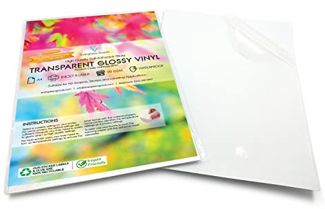 10 ark halvtransparent självhäftande papper A4 utskrivbart | självhäftande vinyl, vattentät bläckstråleskrivare, glänsande med låg opacitet | skapa klistermärken hemma