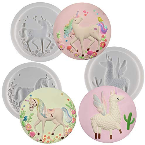 Unicorn Llamacorn Silicone Moulds Set Fondant Cake Decorating, Cupcake Topper, Cookie, Biscuit, Chocholate, Epoxy Resin, Polymer Clay Art Craft Projects