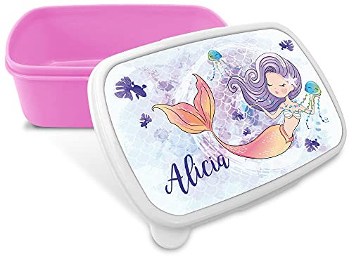 LolaPix Boîte à goûter pour Enfants. Cadeaux personnalisés. Boîte à goûter avec nom. Convient aux Micro-Ondes et ne Contient ni BPA, ni phtalates, ni métaux Lourds. Différents modèles. Sirena