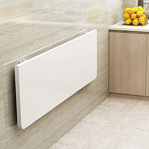 WXZX Folding Wall-Mounted Drop-Leaf Table,Small Fold Down Kitchen Table,Wall Hanging Folding Solid Wood Drop-Leaf Table,Wall Mounted Workbench,Heavy Duty Wall Mount Table, White, 31 x 20 inch