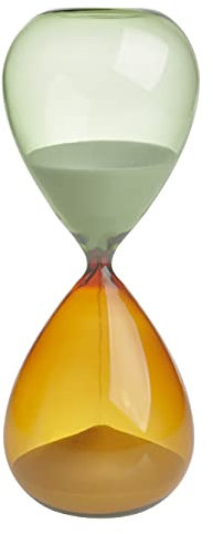 TFA Dostmann Analoge Sanduhr, 18.6010.02.41, Laufzeit ca. 30 Minuten, Tischuhr, aus Glas, als Dekoobjekt geeignet, orange-grün, Sand, (L) (B) 90 x (H) 230 mm