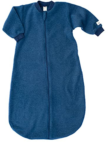 Lilano, Merino Flausch Schlafsack mit Arm, 100% Wolle (Marine, 86-92)