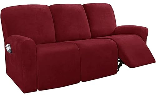 Konsilsa 3 Sitzer Relaxsessel bezüge, 8 Stück Elastisch Bezug für Fernsehsessel Liege Sessel samt Sofabezug für Relaxsessel Sesselbezug Stretchhusse für Relaxsessel Sesselbezug (Color : Rot)