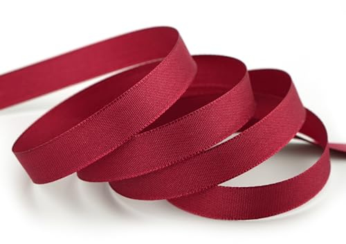50 m x 15 mm STOFFBAND Matt ohne Draht BORDEAUX Weinrot 619 Dekoband mit Webkante Geschenkband Stoffband Tischdeko Hochzeit Ostern Schleifenband Visco Taftband Taft