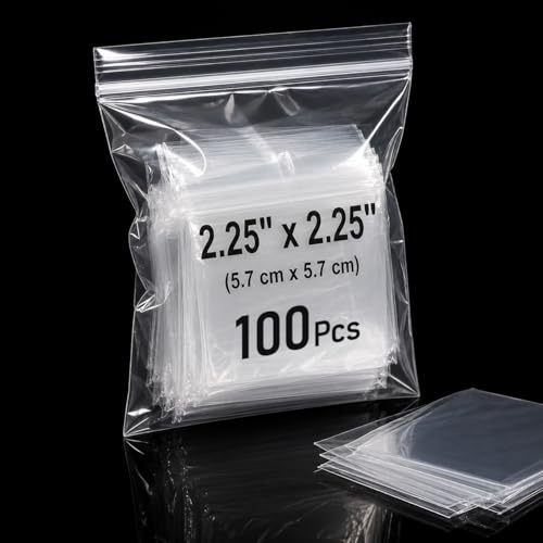 Generic Reusable Clear Small Sealable Bags, Polyethylene Plastic Construction, 100 Pcs 2.25x2.25”/5.7x5.7cm Mini Plastic Bags, Odorless, Resealable, Ideal for Cooking