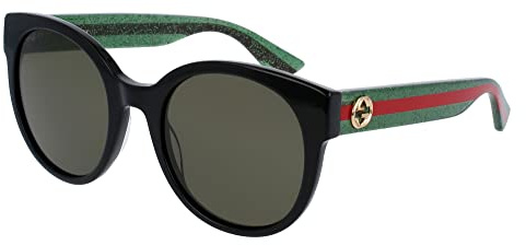 GUCCI Womens GG0035SN Sunglasses, Black-Green-Green, 54