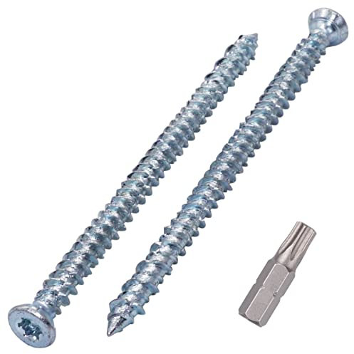 SKIR'CO (40 Stück) Verzinkte 7,5 x 112 mm Betonschrauben, Senkkopf, Mauerwerk Schrauben, Rahmen Befestigungsschraube