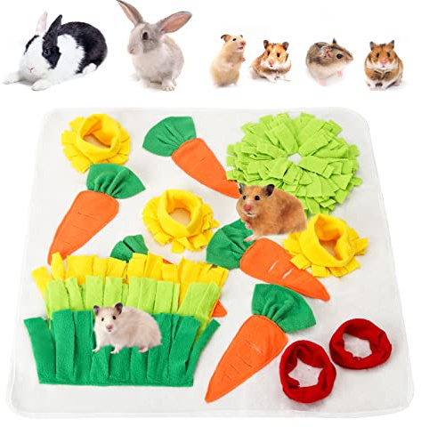 Hileyu Cavia Foraggiamento Coniglio Foraggiamento Cibo Mat Snuffle Mat Coniglio Giocattoli Pet Snuffle Pad Tappetino Alimentazione per Conigli Coniglietto Cavie Cuccioli Cincillà Furetti (Square)