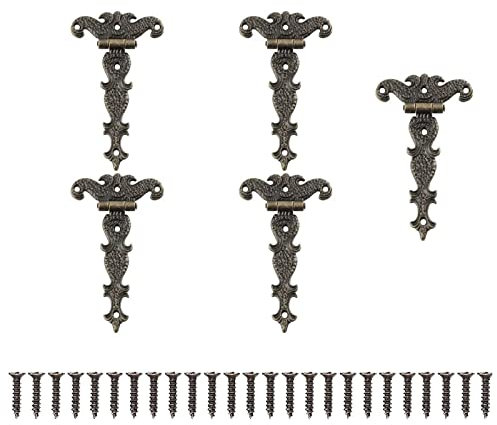 5 StüCk Antike Scharniere MöBelscharniere Antikes Retro-Scharniere Mit Befestigungsschrauben Geeignet FüR SchrankmöBel, Schublade, BüCherregal, Reparatur Von Werkzeugkastendekorationen (113mm X 69mm)