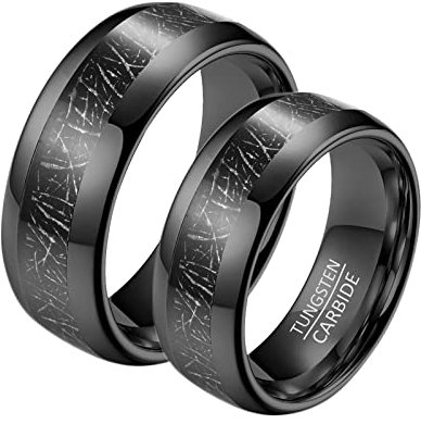 BCughia Freundschaftsringe Beste Freundinnen, Freundschaftsringe Schwarz 8 mm Schwarze Ringeinlage aus Metall Damengröße 65 (20.7), Herrengröße 57 (18.1)