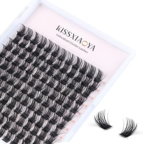 Cluster Lashes Extensions, 144Pcs Individual Cluster Lashes D Curl 14mm, Wide Stem Eyelashes Soft Natural False Eyelashes DIY Eyelash Extension At Home (14mm, D Curl)