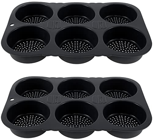 2 Stück Burger Buns Backform Silikon, Brotbackform Rund, 6 Kavität Ei Muffin Backform, Antihaft Silikon Brotform Für Hamburger Brot Muffins Schokoladenkuchen Kuchen Kuchen Torte