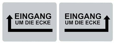 Hinweisschild Eingang um die Ecke Pfeil Links Rechts Selbstklebend Silber