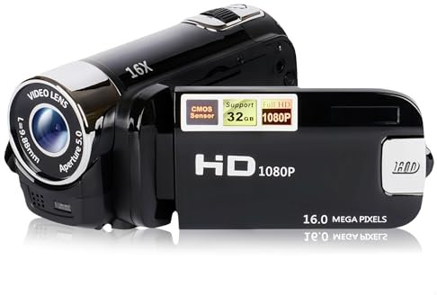 Caméscope Vidéo, Enregistreur de Caméra Vlogging Full HD 1080P 16MP avec écran Rotatif de 2,7 Pouces, Appareil Photo Numérique à Zoom Numérique 16x, pour Les Amis et la