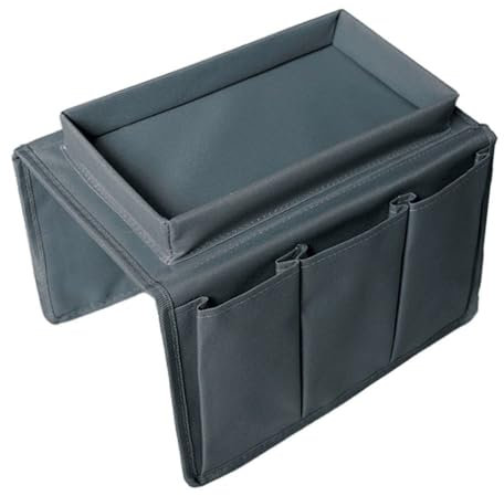 hobbyme Sofa Armlehne Organizer Mit 4 Taschen Und Getränkehalter Tablett Couch Sessel Hängende Aufbewahrungstasche Für TV Fernbedienung