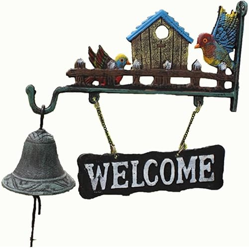 Cast Iron Door Bell, Wall Mounted Antique Doorbell Cast Iron Doorbell Chime welcome Entry Door Bell Antique Doorbell for Decoration Wall Mounted Dinner Bell Vintage Home Garden Decoration Welcome Door