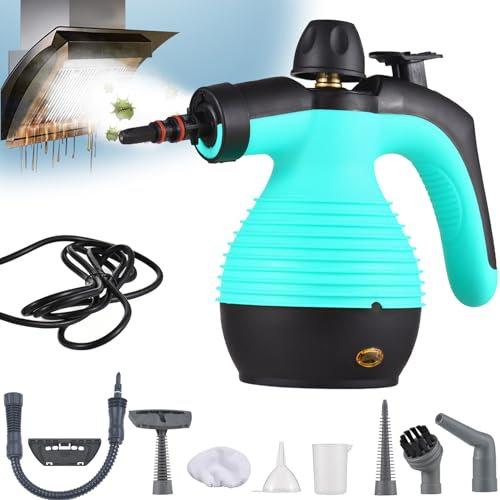 OmePS Limpiador a Vapor portátil, Limpiador a Vapor portátil Multifuncional para Uso doméstico con 9 Accesorios, vaporizador portátil, Limpiador a Vapor para sofá, Adecuado para Muebles, Cocina