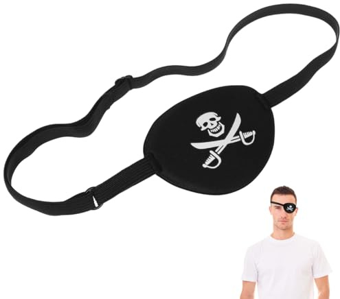 VICASKY Halloween Piratenmaske Piratenklappe Augenklappe schwarz Piraten Augenklappe, Augenmaske 3D Elastische Kunststoff-Augenmaske Verstellbare für Kindergeburtstage