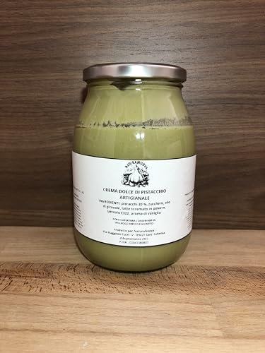 Crema di Pistacchio al 40% - Dolce Spalmabile e Artigianale - Trasformata in Italia - da 1Kg - Per Panini, Dolci e altre ricette - Ideale per Bar, Ristoranti e Utenze