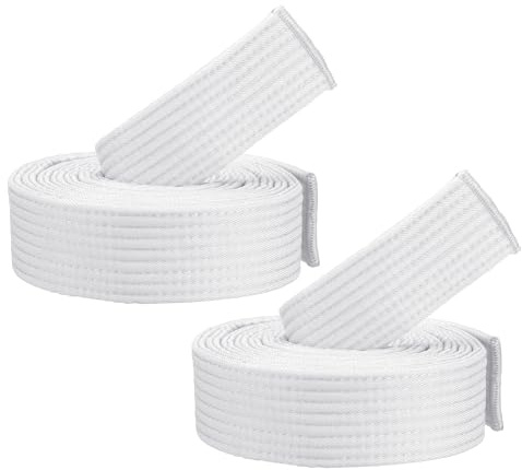 PATIKIL Ceintures de Classement Colorées de Taekwondo, Lot de 2 Ceintures de Classement Colorées en Polyester de 1,6 x7,2Ft pour l'enseignement et la Pratique des Entraîneurs, Blanches