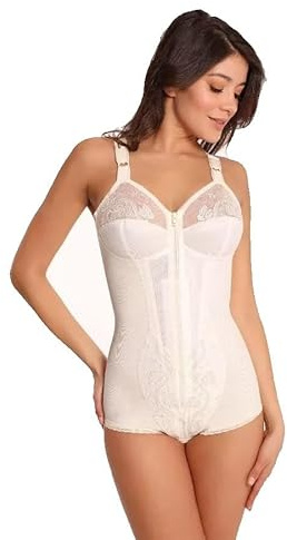 dolcecasabiancheria Body Modellatore Busto con cerniera zip con coppe riducenti Clara Tracy Nero 5 D (nero, 5D)