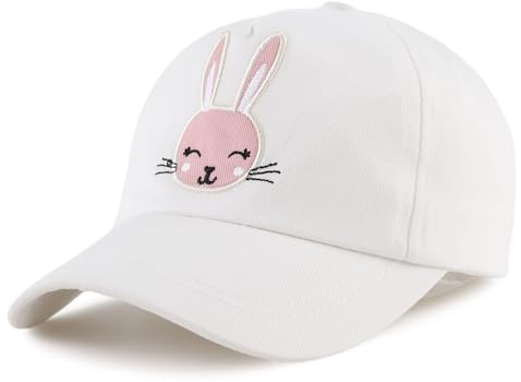 XIAOHAWANG Coton Enfant Casquette Broderie Ours Lapin Chapeau pour Bébé Fille Garçon Chapeaux De Soleil 6 Mois-10 Ans (Blanc,6 à 24 Mois)