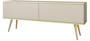 TV- Schrank in Beige mit goldenen Beinen, D: L: 135 cm, H: 53 cm, T: 32 cm