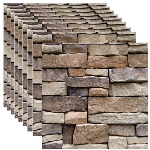 Veczom 10PCS 3D Wall Panels Peel and Stick, 3D Brick Wallpaper Peel and Stick PVC Stone Wall Panels Self-Adhesive Waterproof Wallpaper for Living Room,Interior Lobby Bedroom Hotel Office Decor
